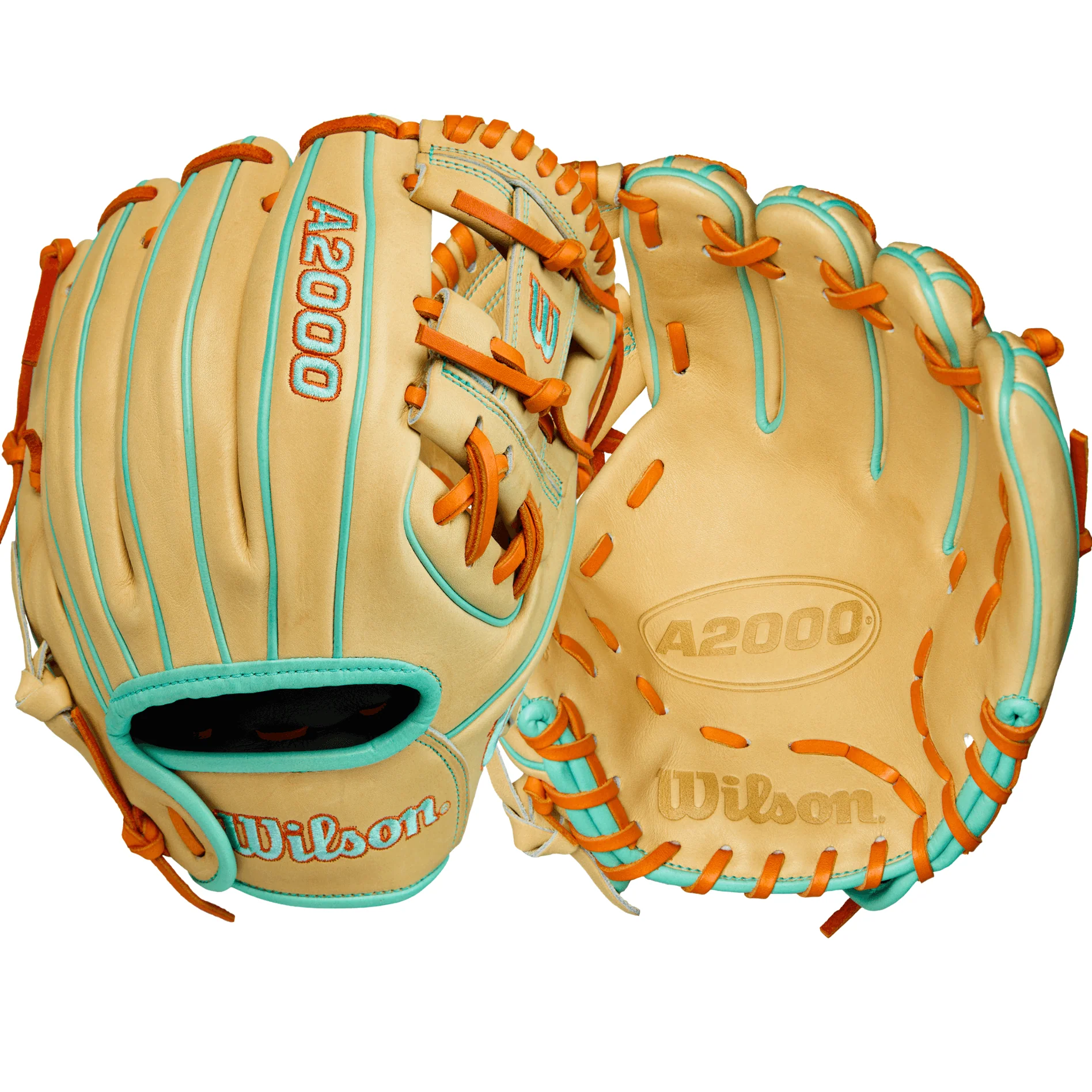 Wilson Summer 2025 A2000 DP15 Infield Baseball Glove Blonde/Seafoam/Orange 11.5"