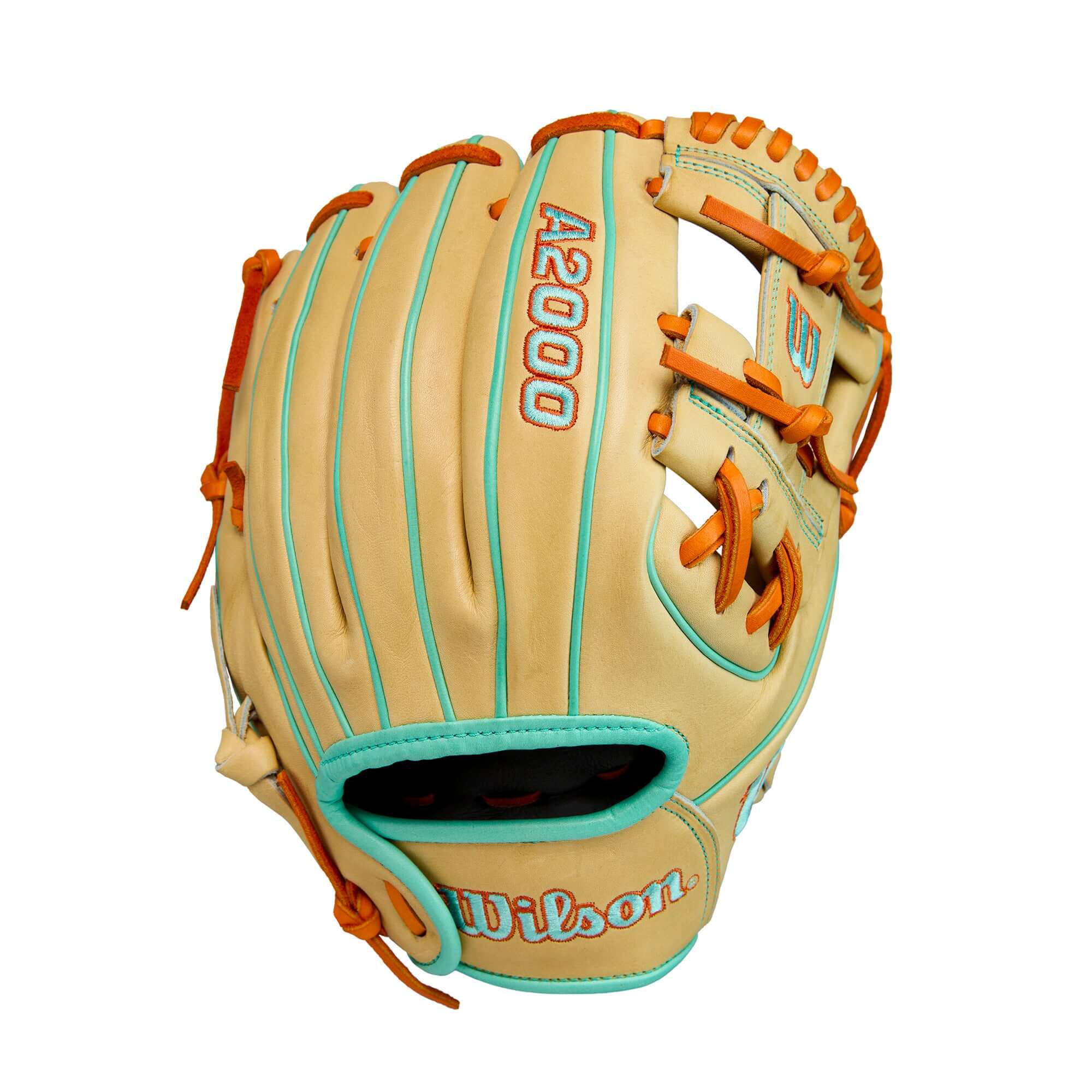 Wilson Summer 2025 A2000 DP15 Infield Baseball Glove Blonde/Seafoam/Orange 11.5" - Image 2
