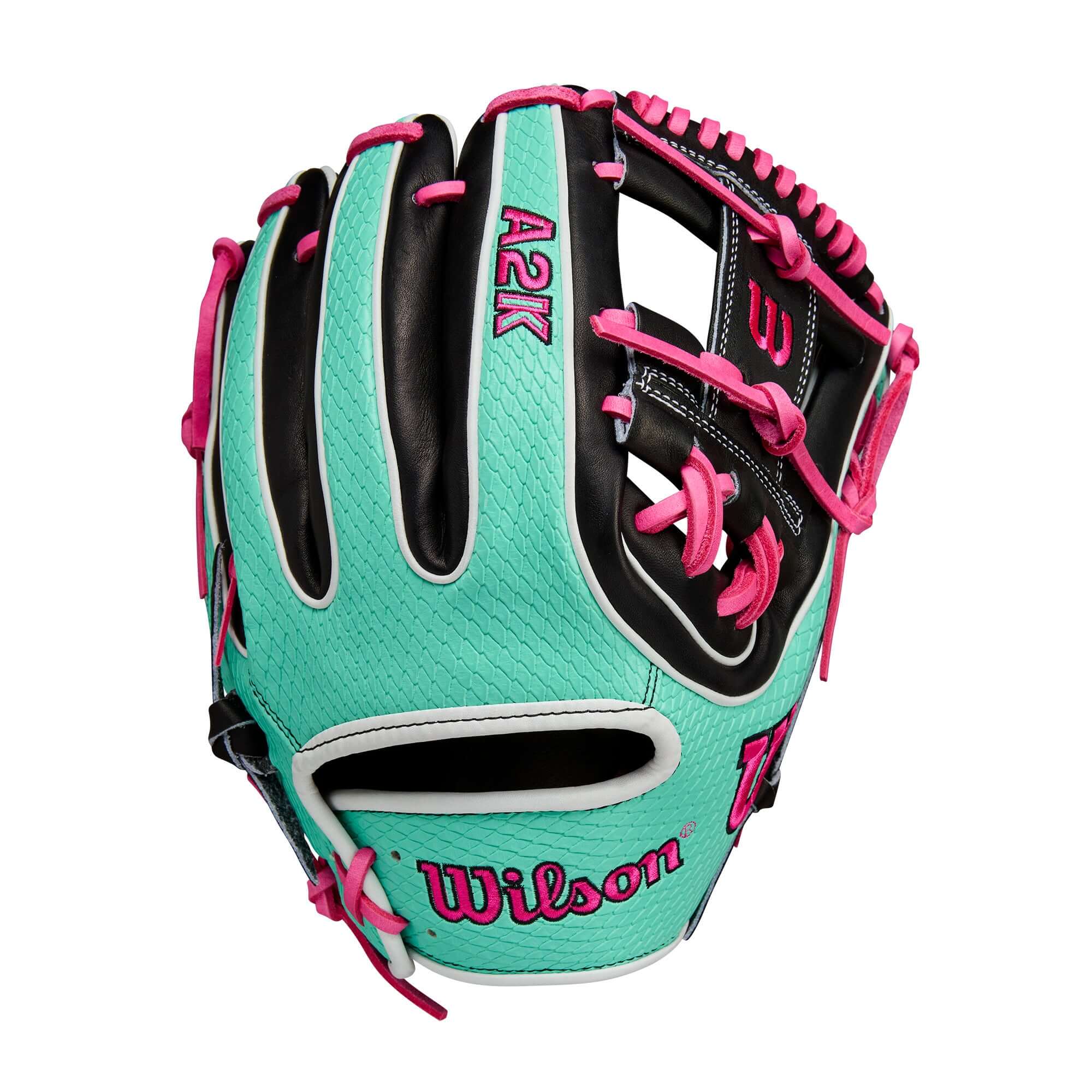 Wilson Summer 2025 A2K 1720SS Infield Baseball Glove Black/Seafoam/Flamingo/11.5" - Image 2