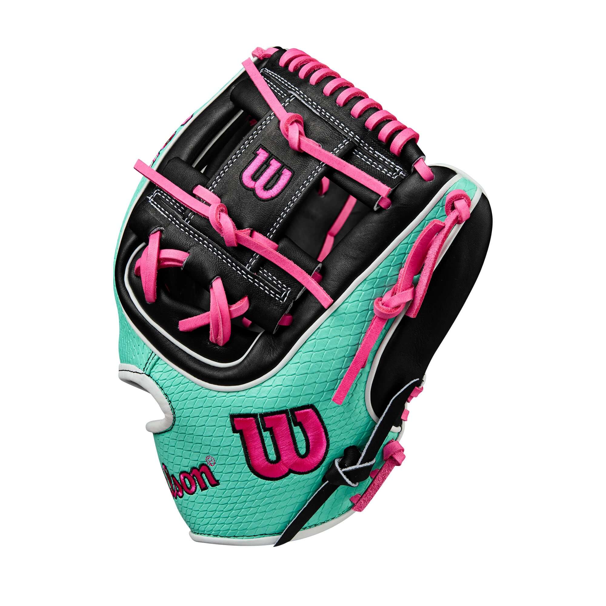 Wilson Summer 2025 A2K 1720SS Infield Baseball Glove Black/Seafoam/Flamingo/11.5" - Image 5