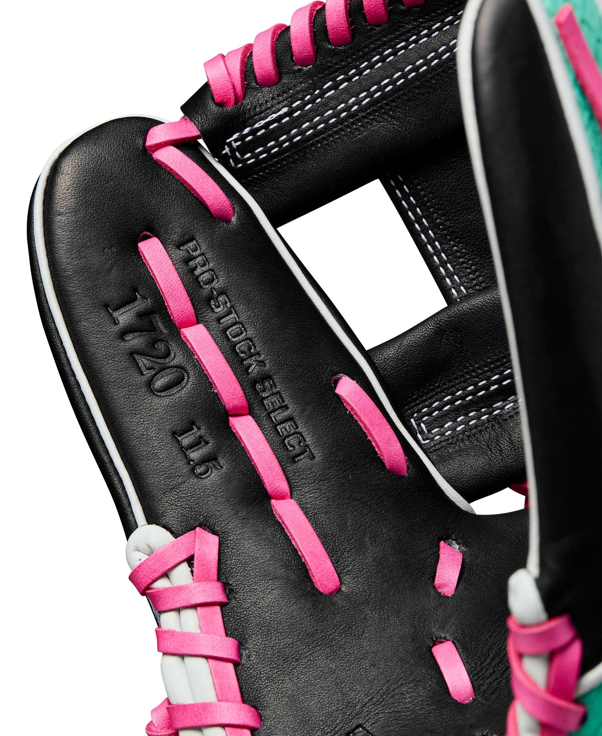 Wilson Summer 2025 A2K 1720SS Infield Baseball Glove Black/Seafoam/Flamingo/11.5" - Image 7