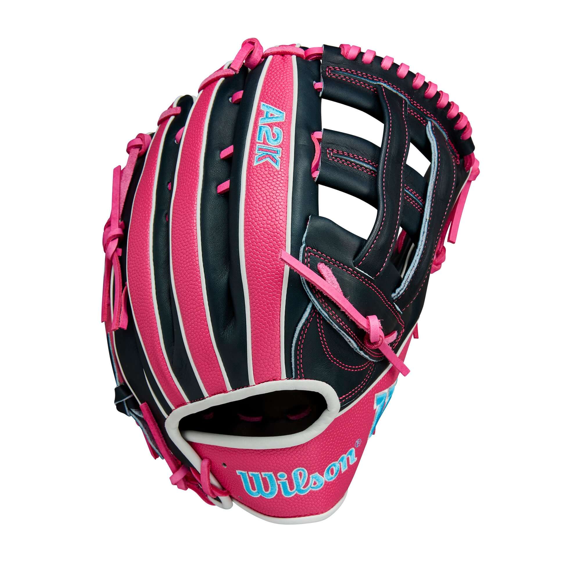 Wilson Summer 2025 A2K 1750 Outfield Baseball Glove Navy/Flamingo 12.5" LHT - Image 2