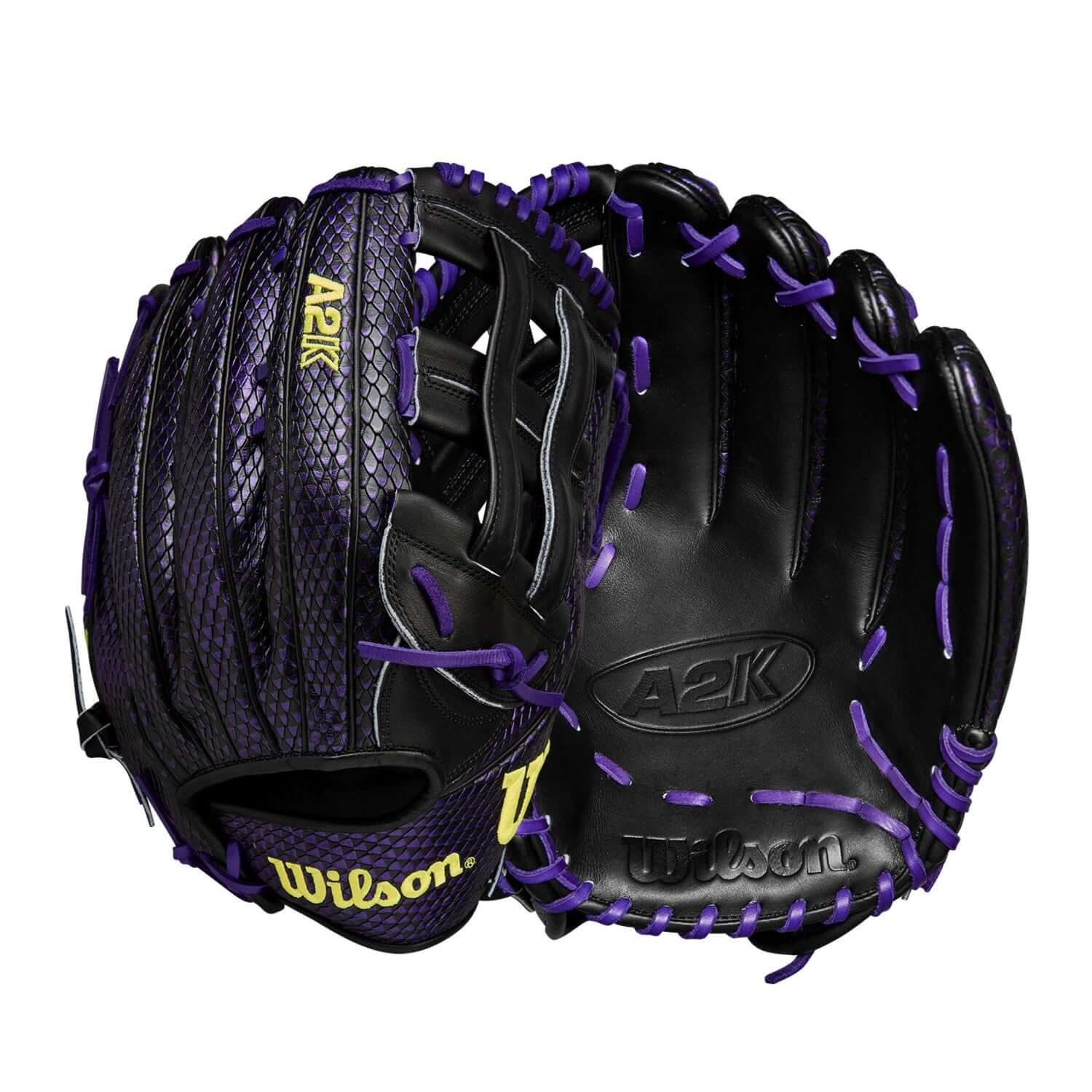 Wilson Summer 2025 Brenton Doyle A2K BD9 GM Outfield Baseball Glove Purple / Black / Yellow 12.75" LHT