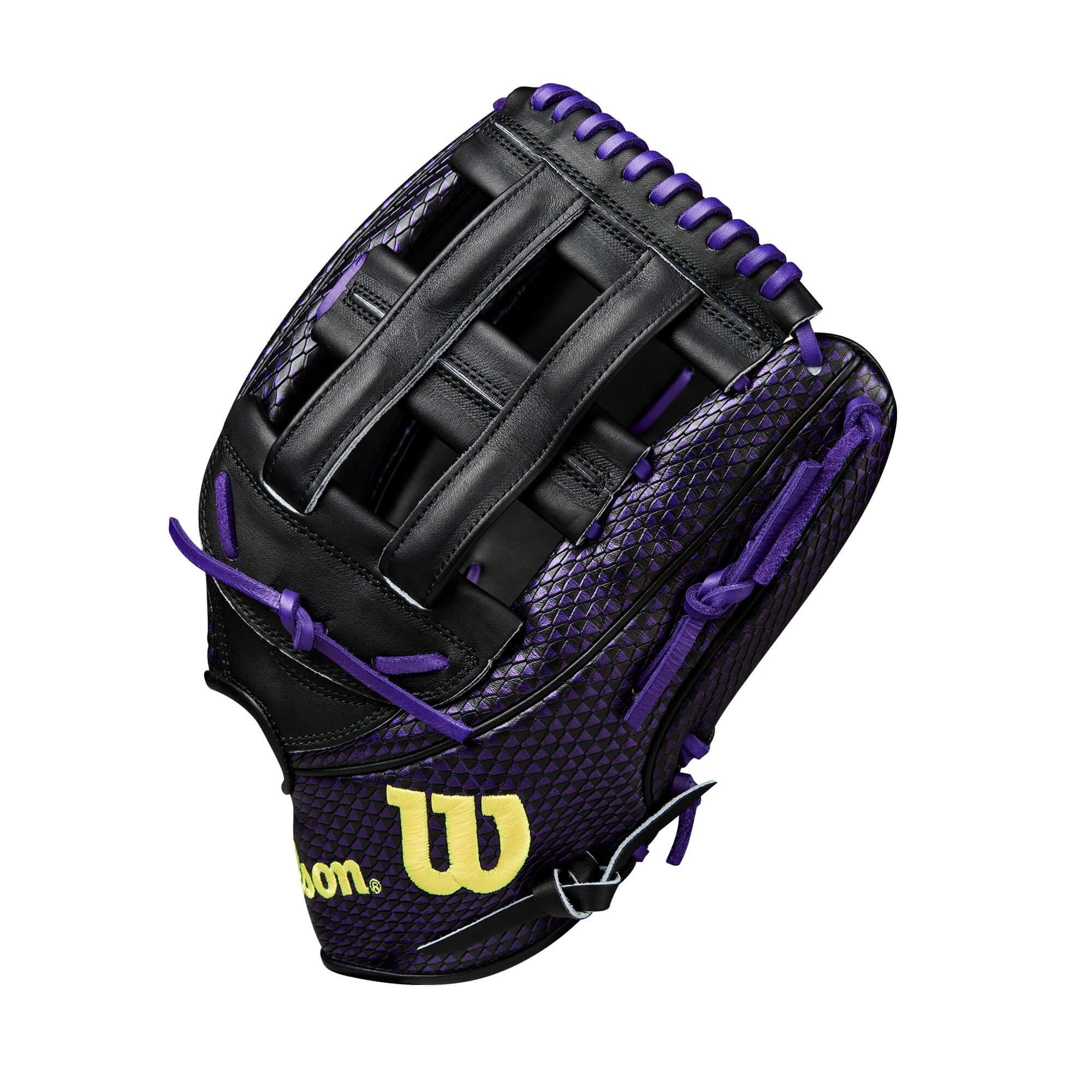 Wilson Summer 2025 Brenton Doyle A2K BD9 GM Outfield Baseball Glove Purple / Black / Yellow 12.75" LHT - Image 4
