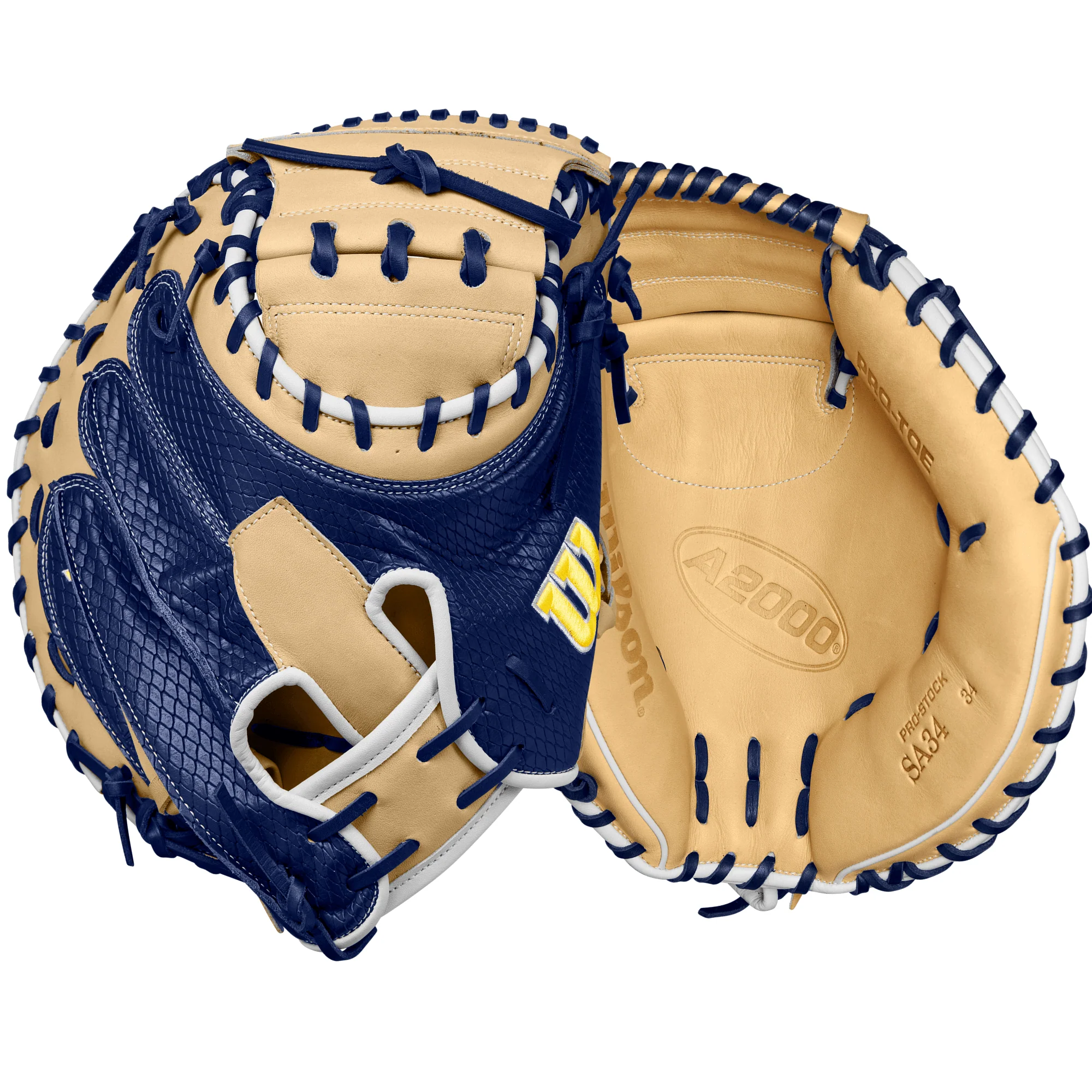 Wilson Winter 2024 A2000 SA34SS Catcher's Mitt Blonde/Navy 34"