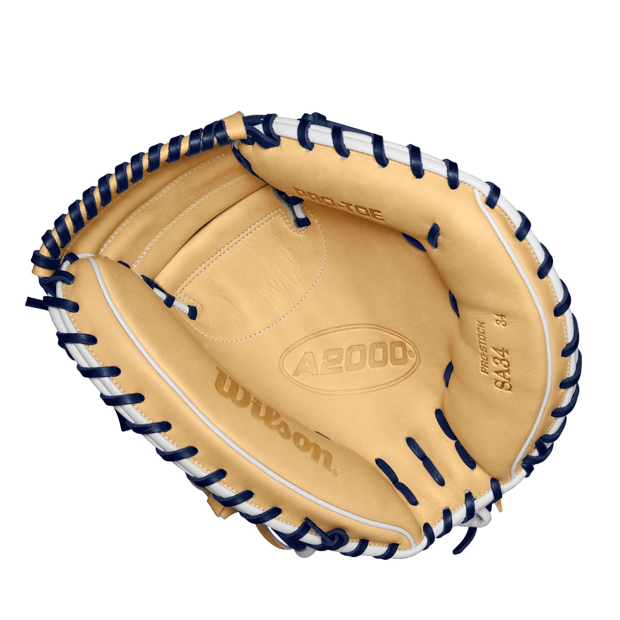 Wilson Winter 2024 A2000 SA34SS Catcher's Mitt Blonde/Navy 34" - Image 3
